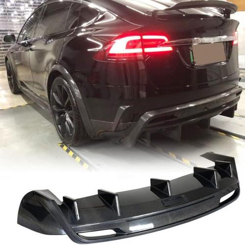 Model X Carbon Fiber Rear Bumper Lip Diffuser fits for Tesla Model X 75D 90D P90D 100D P100D 2016-2018 Carbon Fiber Rear Lip Spoiler Bumper